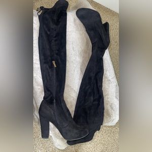 Over the knee black suede boots